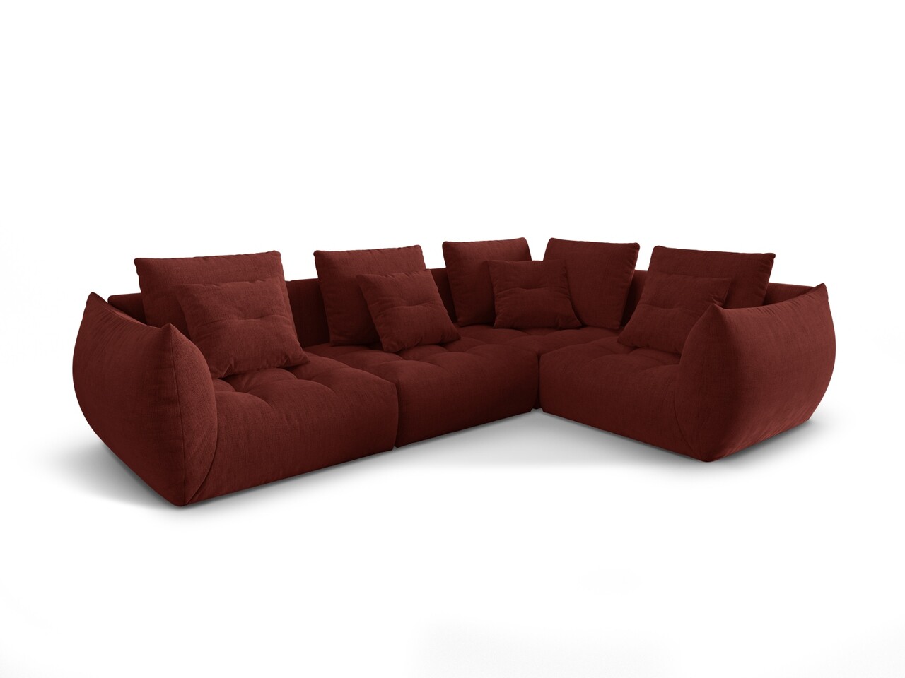 Coltar modular dreapta 3 locuri, Bloom-86, Micadoni Home, 316x216x95 cm, tesatura structurata, rosu Colțare